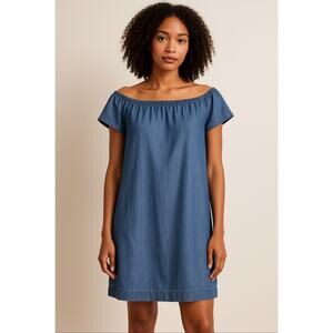 Cloth & Stone Off Shoulder Chambray Tencel Lyocell Dress Blue Size M